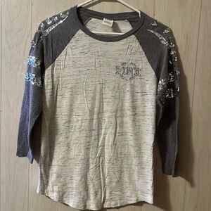 PINK Victoria’s Secret Sequin Bling Baseball Tee S
